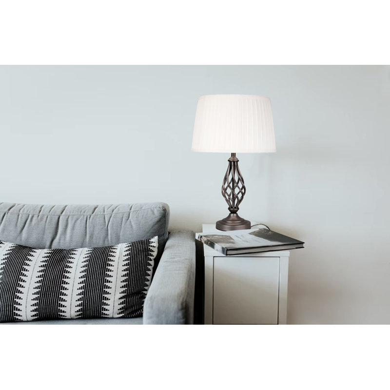 Zoey 49cm Twist Traditional Metal Table Lamp, Pewter Grey