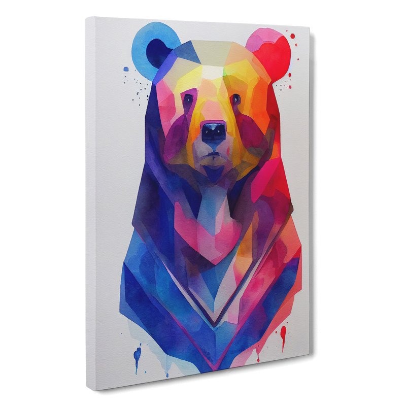 Splashed Bear No.1 Abstract - Wall Art, Wrapped Canvas, 50cm H x 35cm W, No Matte