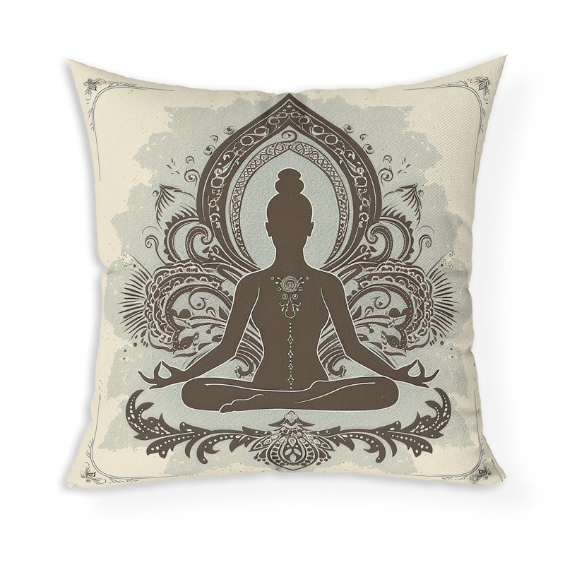 Coussin décoratif intérieur / extérieur Solace, Brun / Beige, H 26 po x l 26 po