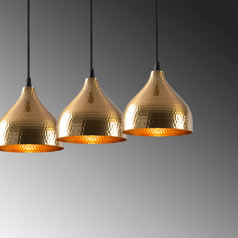 Superbe lustre moderne, hauteur réglable, finition rétro, 26,8 po x 7,1 po | Corps en métal, 3 x E27 Max 40W | Parfait pour le glamour, décor scandinave | Plaque de base: 22,8 x 2,4 x 1,6 pouces, luminaire élégant