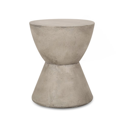Outdoor MGO Side Table With Hourglass Silhouette, Lightweight Concrete Build, And Contemporary Minimalist Design.