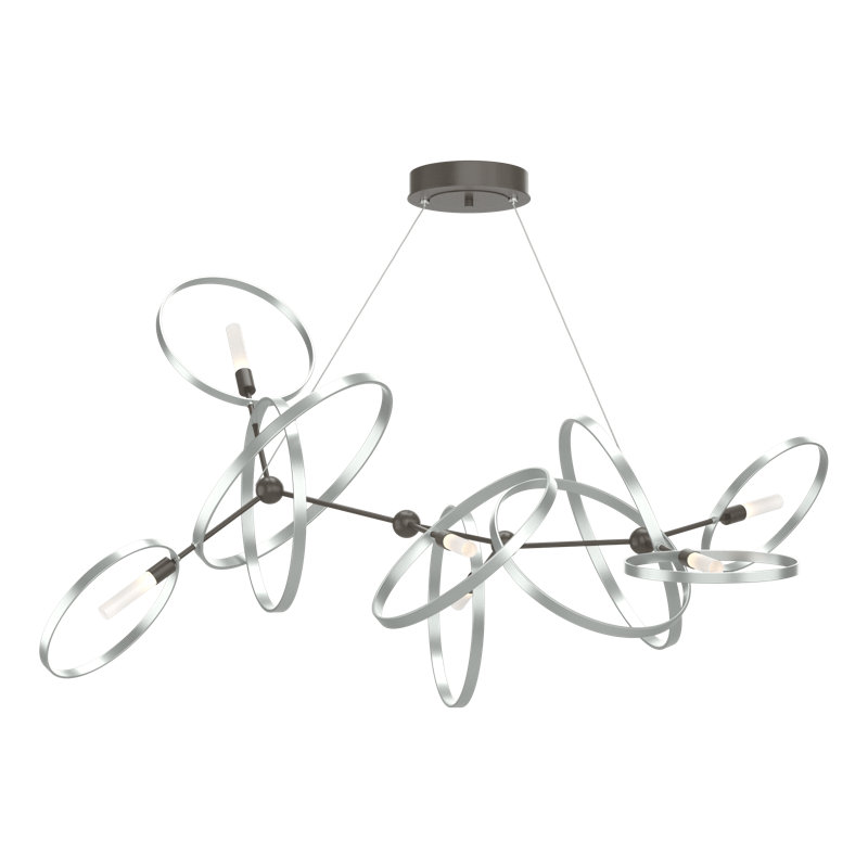 Celesse 6 - Light Unique Geometric Chandelier, Dark Smoke, Vintage Platinum