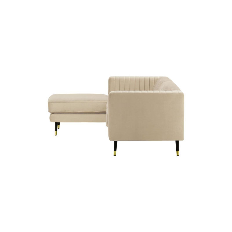 Monaville 4 Seater Velvet Sofa & Chaise, Left Hand Facing, Beige