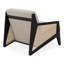 Chaise d'appoint Kratz - Tissu beige moderne + rotin + noyer noir