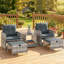 Ensemble de meubles de patio 5 pièces avec coussins de repose-pieds, brun / bleu-490565444-490565442