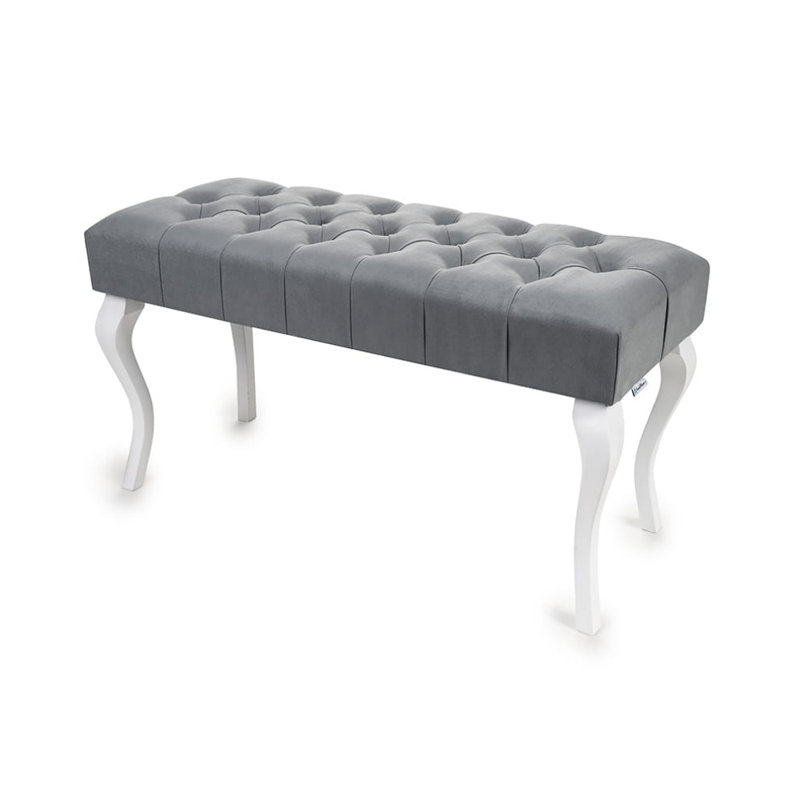 100% Polyester Upholstered Bench, Grey/White, H40 x W100 x D30cm