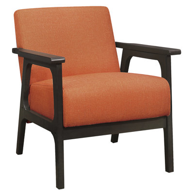 Chaise de salon orange rembourrée, bois massif, structure en bois recouverte de tissu gris antique avec sièges gris