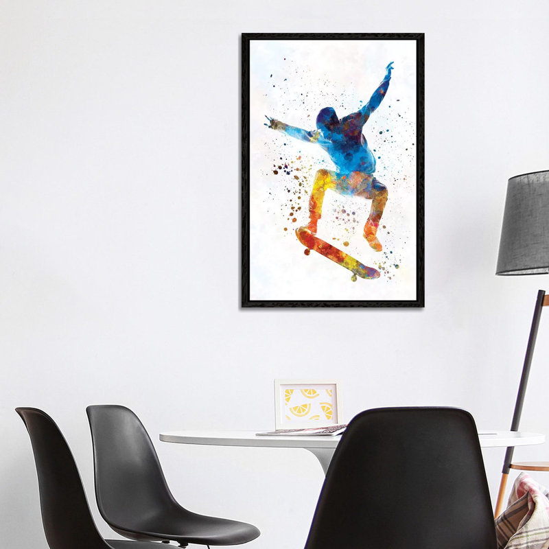 Skateboarder I 1 Piece Painting on Canvas, 101.6 cm H x 66.04 cm W, Black Framed