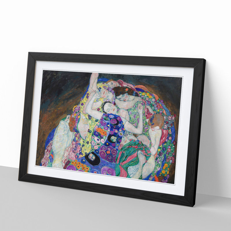 The Maiden by Gustav Klimt - Picture Frame Painting, 48cm H x 65cm W x 2cm D, Black Framed