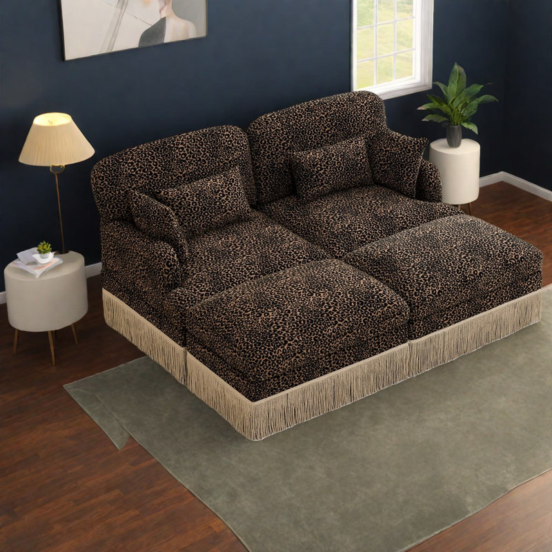 Causeuse léopard avec repose-pieds mobile Modern Sofas, Chenille