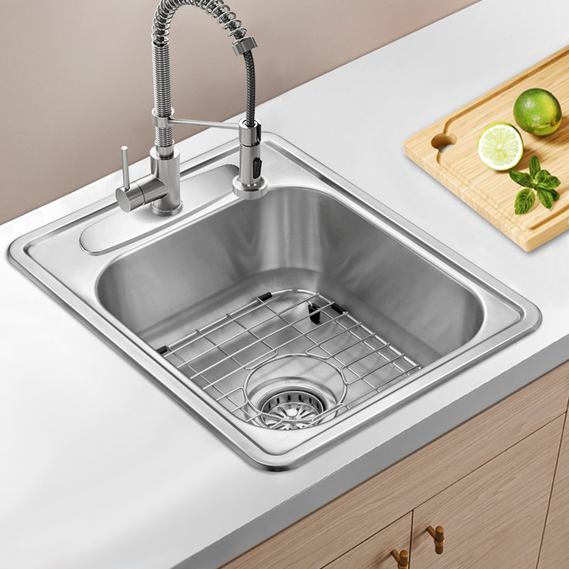 Évier de cuisine en acier inoxydable sans robinet L 17 po x l 22 po