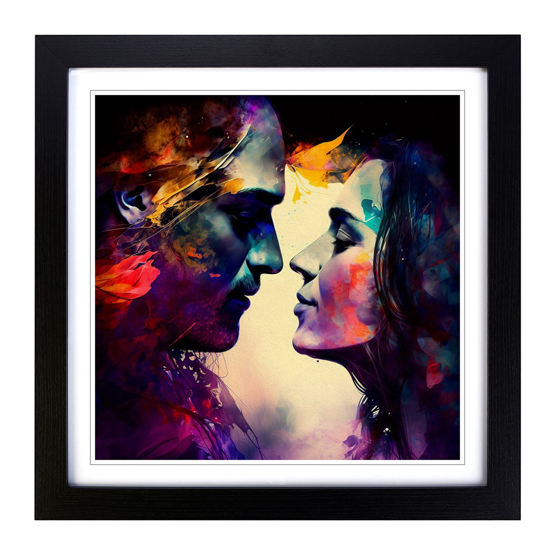 Lovers Digital Art - Single Picture Frame Print on Wood, Black
