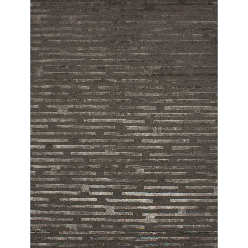 Striped Area Rug in Charcoal/Silver, Rectangle 9' x 12'