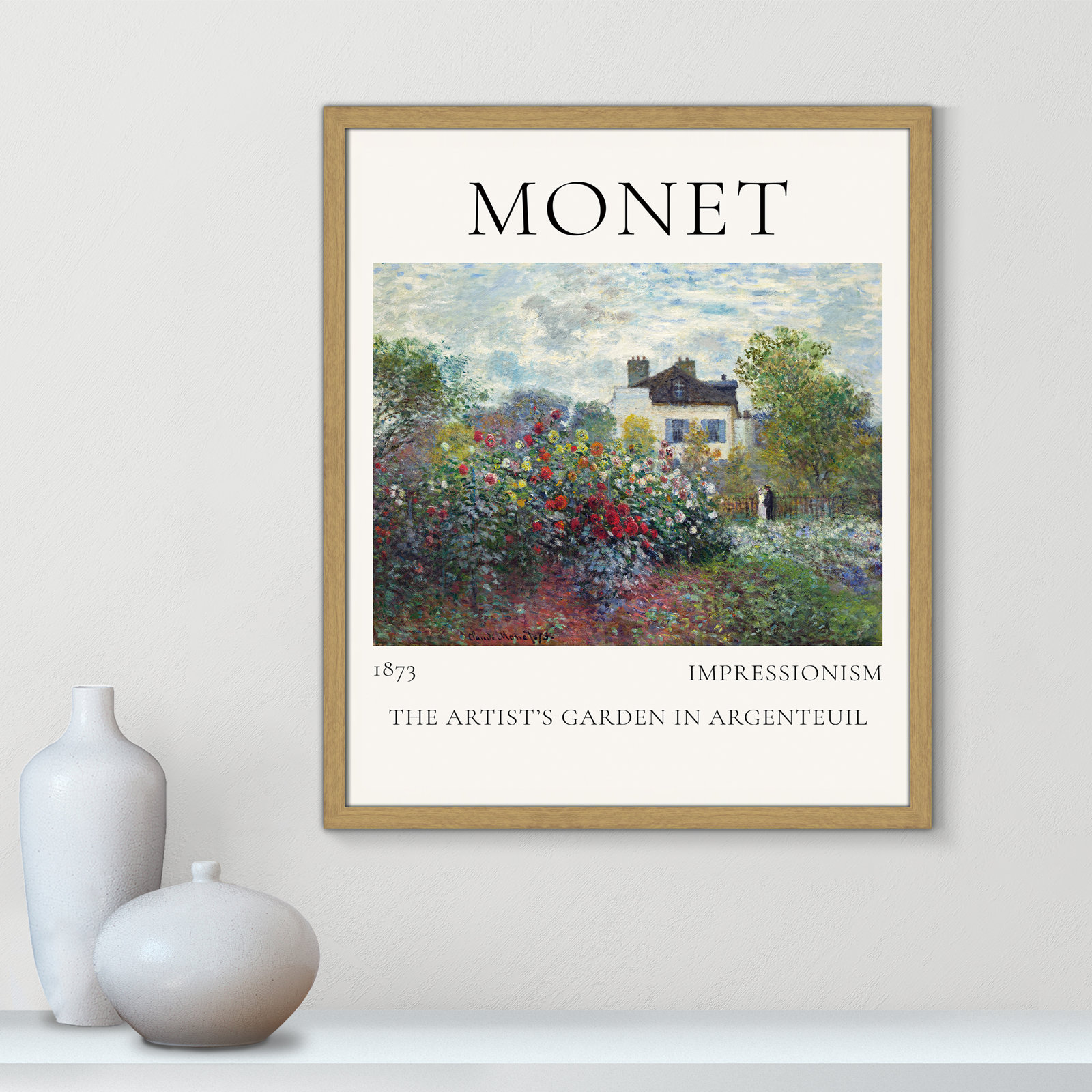 Rocchetto "Artists Garden in Argenteuil" Print, Natural Single Picture Frame, No, 25.5" H x 21.5" W x 0.75" D