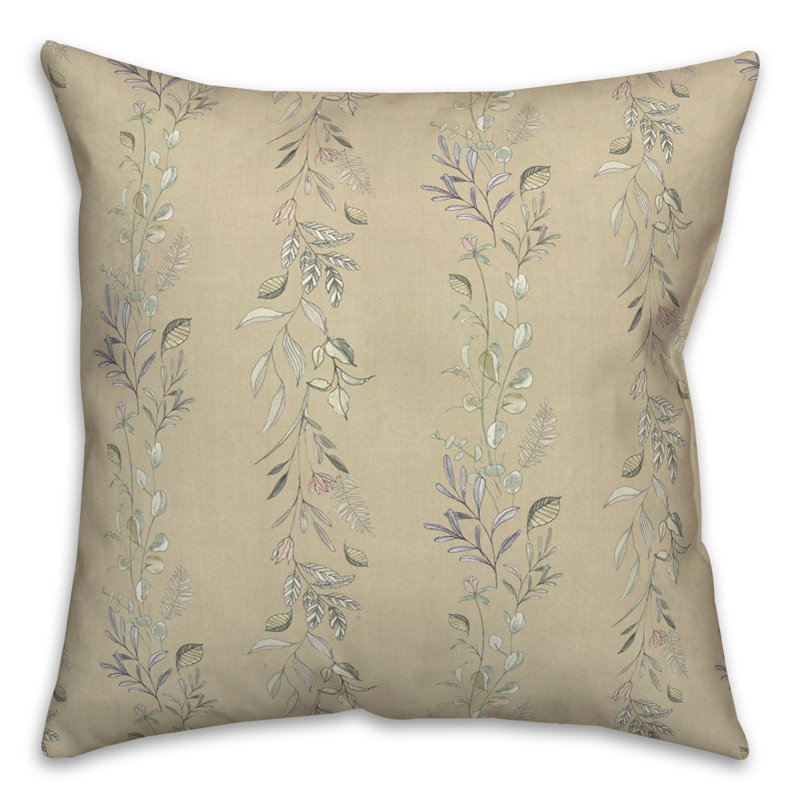 Floral Outdoor Reversible Throw Pillow, Tan