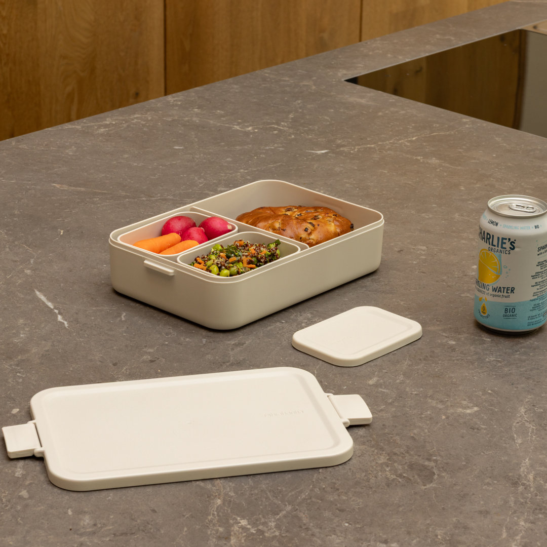 Brabantia Make & Take Lunch Box Bento (2L), Removable Compartments for Food Separation, Plastic Food Container Lid with Clips, Bento Box, Dishwasher & Microwave Safe, Soft Beige, 25.5 x 16.7 x 6.2 cm - Image 3