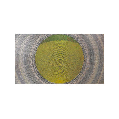 Happy Vibration Acrylic Painting by Ghanshyam Gupta – Modern Concentric Circles Wall Art (26"x47", Contemporary Canvas, Vibrant Abstract Color, Meditation Room Décor)