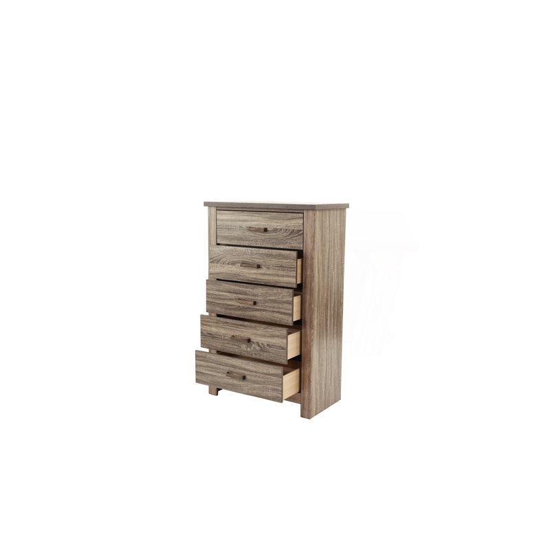 Finition naturelle en bois frappant de la commode 1 pièce avec tiroirs en chêne gris rustique / finition brune
