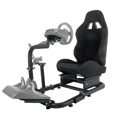 Anman Racing Simulator Cockpit with Black Seat, Wheel Shifter Pedals not Included