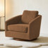 Fauteuil d'appoint pivotant en similicuir avec coussin lombaire et accoudoirs larges