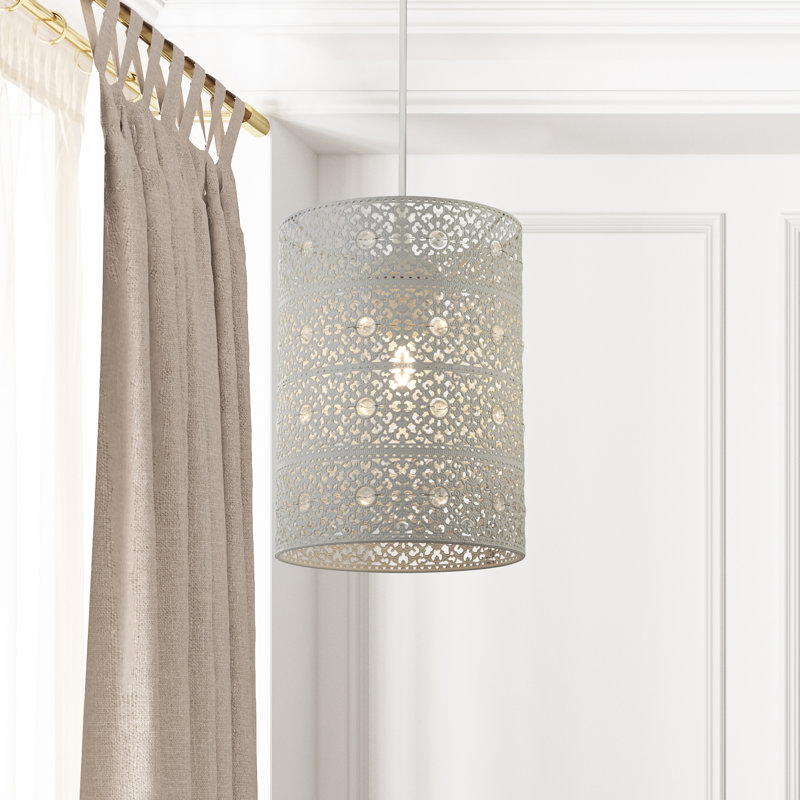 25.5cm H Metal Drum Pendant Shade ( Uno ) in Clear