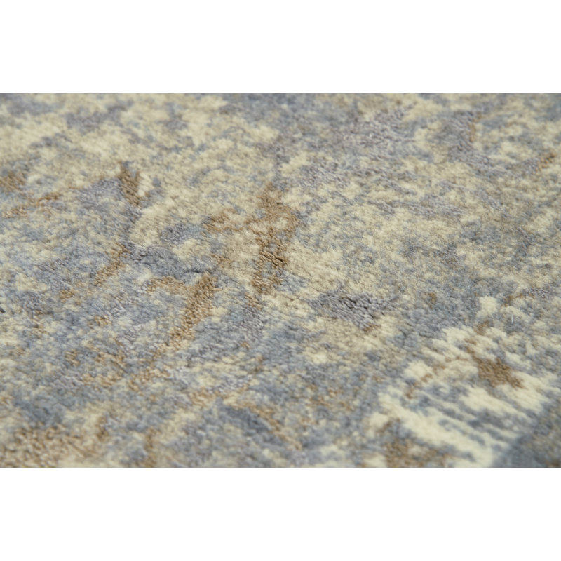 Tapis beige / gris en laine Power Loom, Rectangle 5 pi x 8 pi