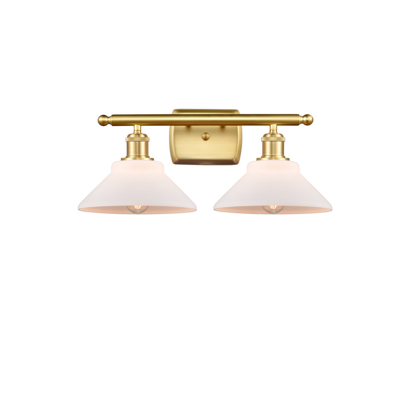 Éclairage pour salle de bain à intensité variable 2 lumières Newton St Loe, Ampoule DEL 6 watts Vinage, Blanc mat, Or satiné