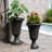 2-Pack Black Trophy Pedestal Urn Planters, 23.6" Tall Weather-Resistant HDPE Outdoor Flower Pots with Sturdy Solid Base-116832554