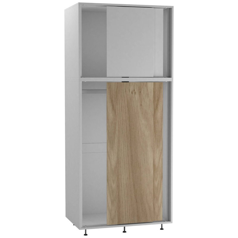 4 Door Solid Wood Wardrobe, White/Oak