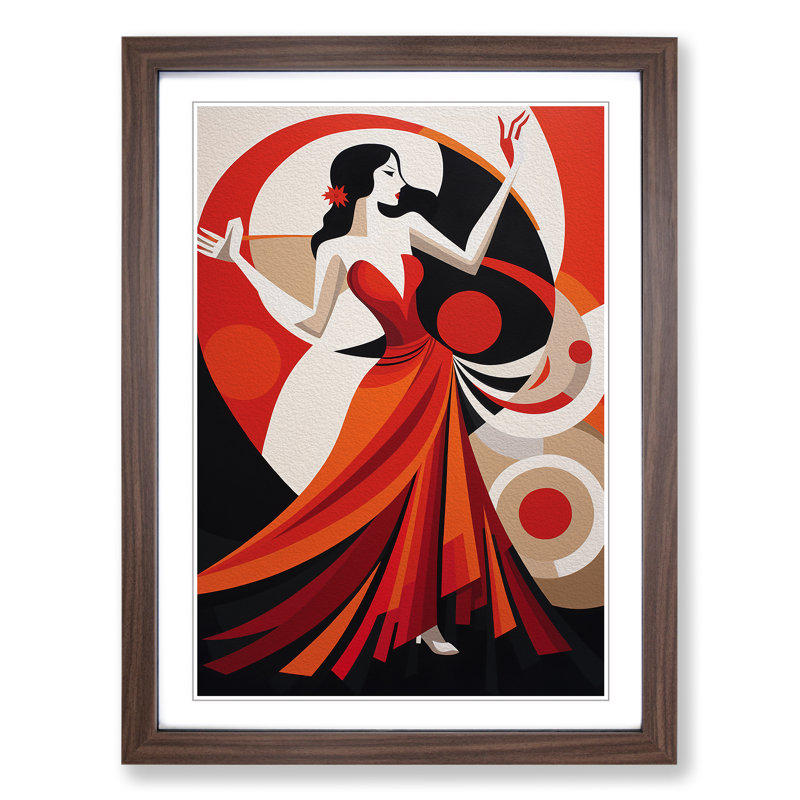 Flamenco dancer Constructivism - Framed Print, 46cm H x 34cm W x 2cm D, Walnut