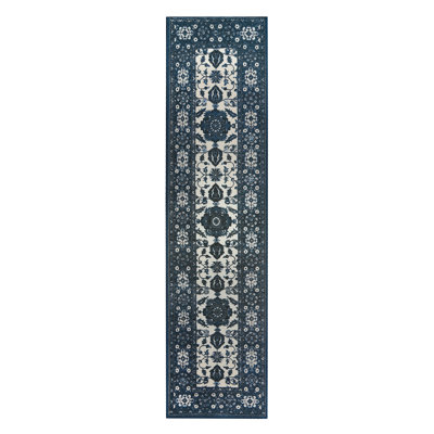 Ramage Blue Performance Flatweave Washable Oriental Indoor / Outdoor Rug
