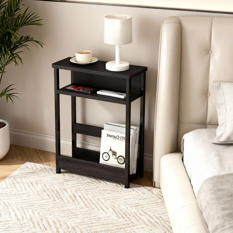 14.53cm W Manufactured Wood Bedside Table, Black