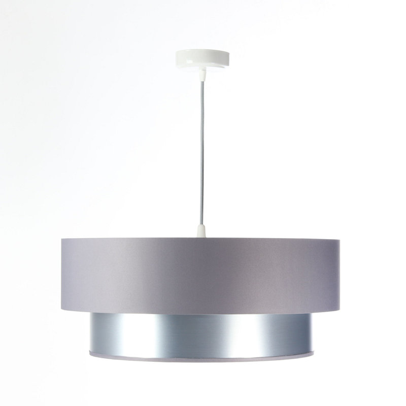 Braeville 1 - Light Silver Drum Pendant, Silver, 107cm H x 40cm W x 40cm D
