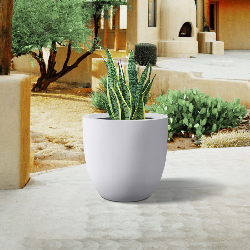 Pot à fleurs en béton Karola, Blanc uni, 12,5 x 13,3 x 13,3