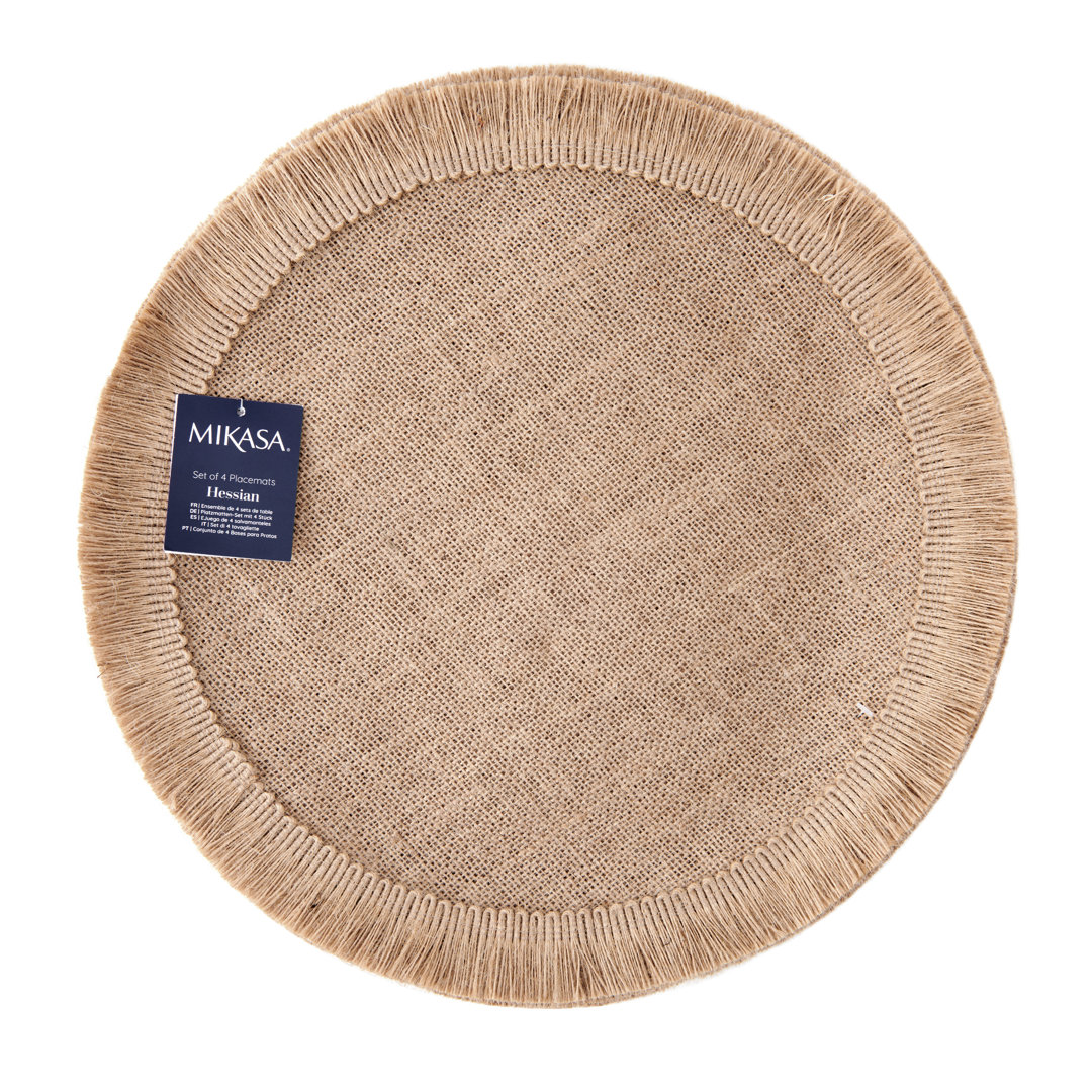 Mikasa Round Hessian Placemats, Set of 4, Natural, 38cm