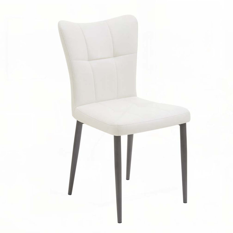 Ensemble de 2 chaises de salle à manger à haut dossier avec design ergonomique: structure en fer forgé, siège en cuir et coussins en éponge à rebond élevé