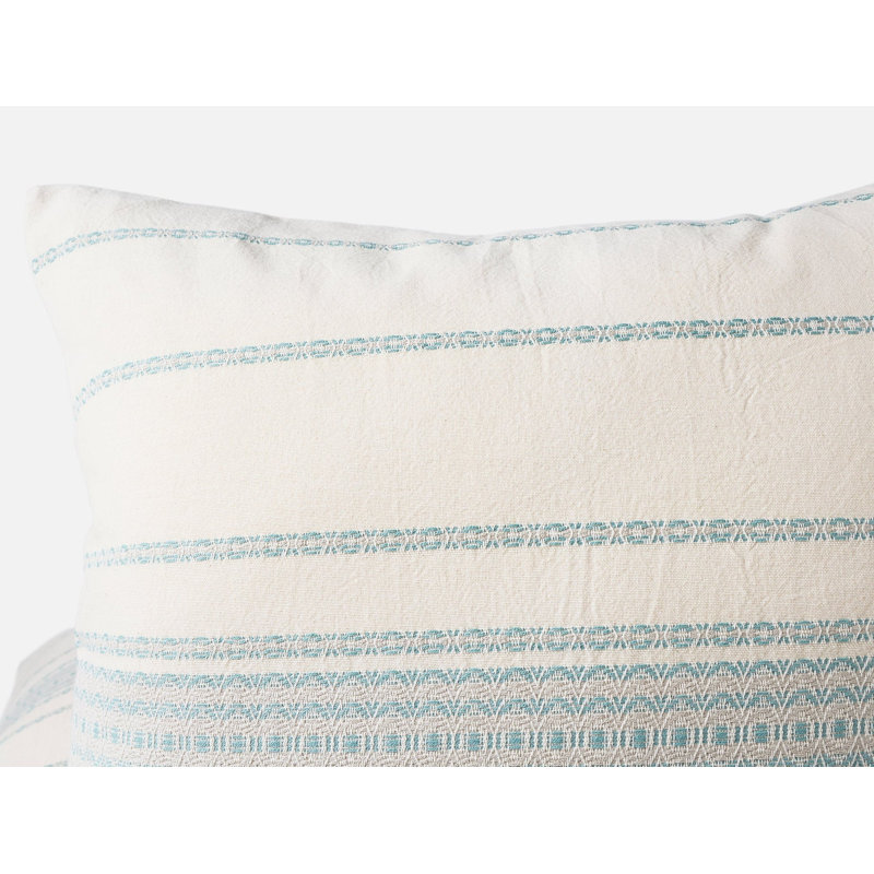 Rippled Organic Cotton Striped Sham Set, Euro, Undyed/Surf