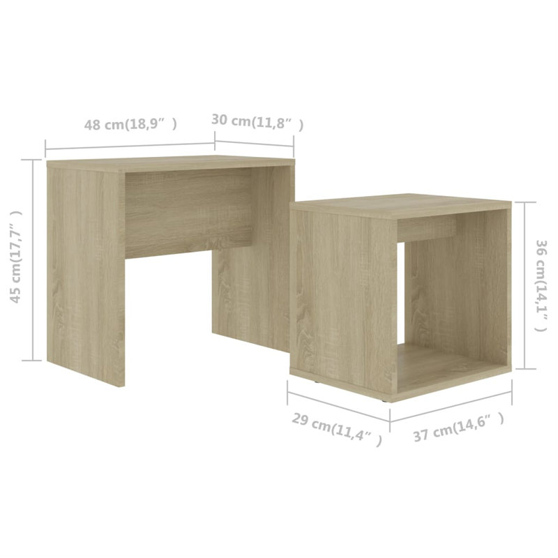 Table basse avec rangement Bortkur, Chêne de Sonoma