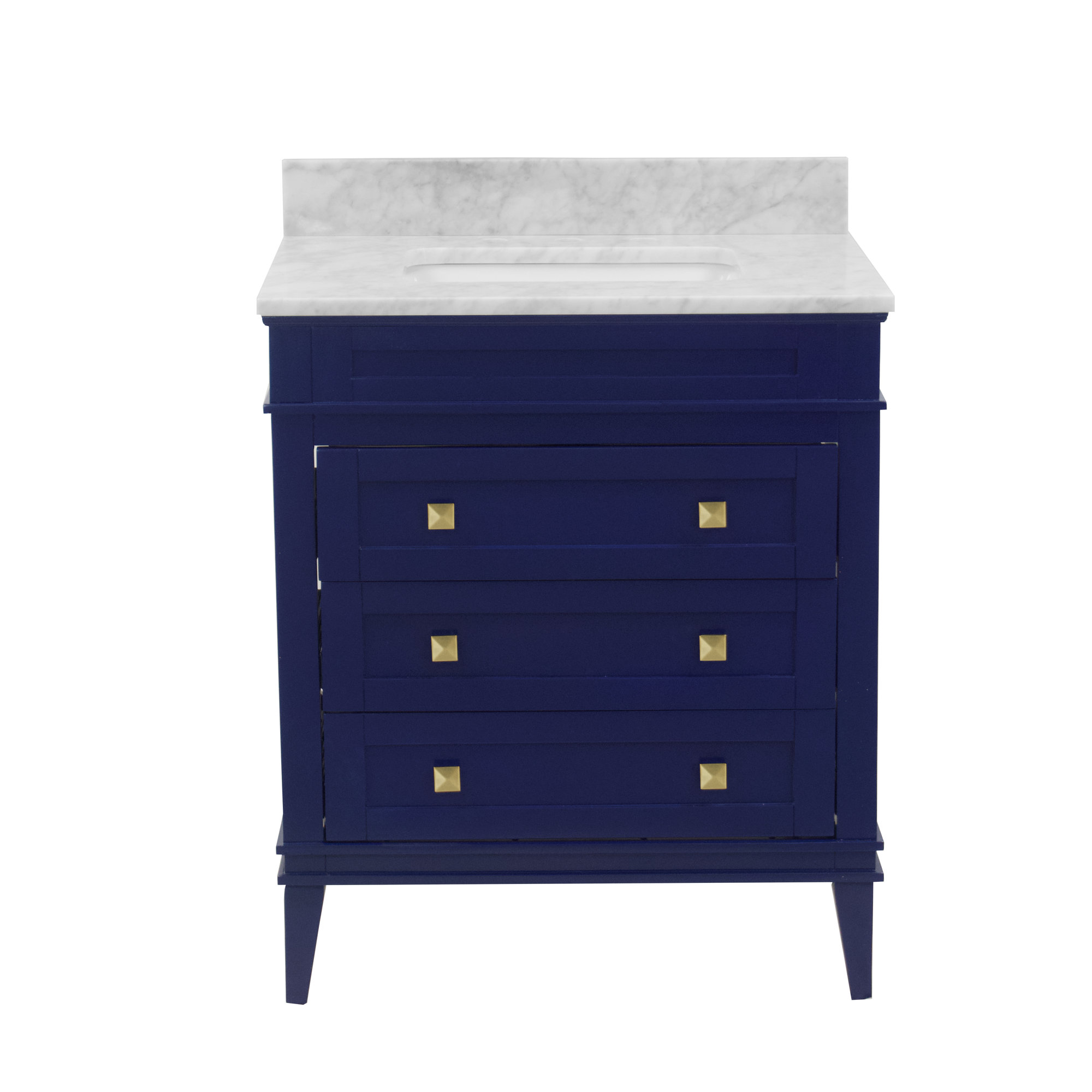 Frankfurt 30'' Single Bathroom Vanity, Carrara Marble, Royal Blue