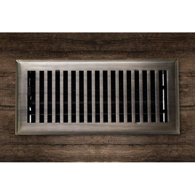 Antique Brass 4" x 14" Contemporary Vent Cover with Adjustable Dampers