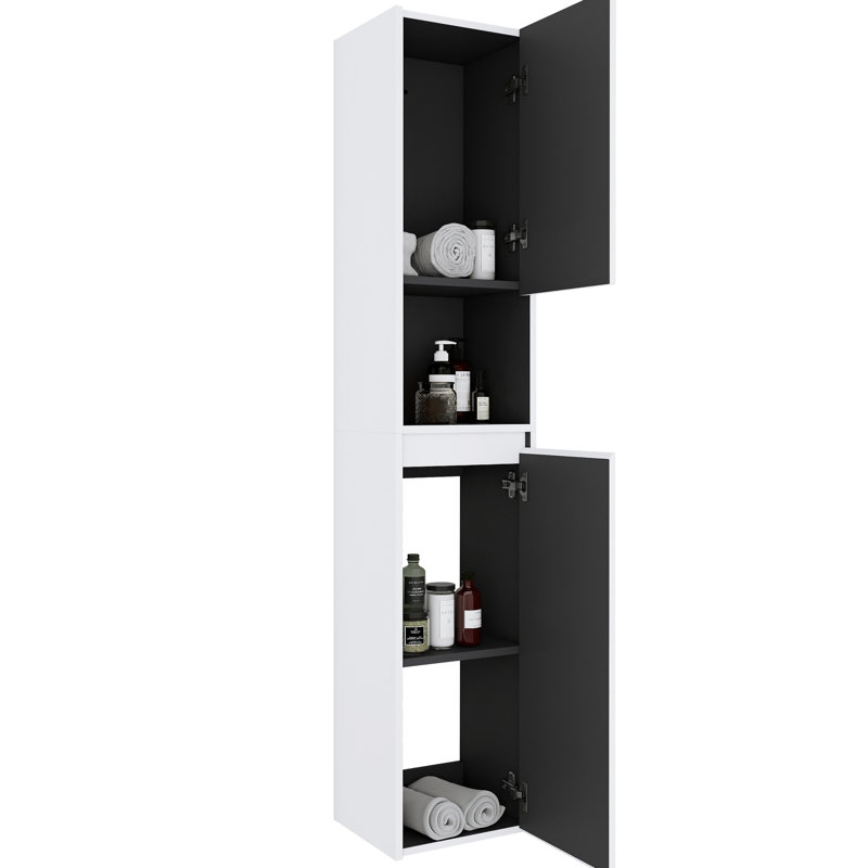 Armengol 12" Bathroom Side Cabinet,2-Soft Close Doors,Float Mounting Design