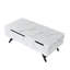 Table basse Throm blanche avec faux grain de marbre et plateau relevable