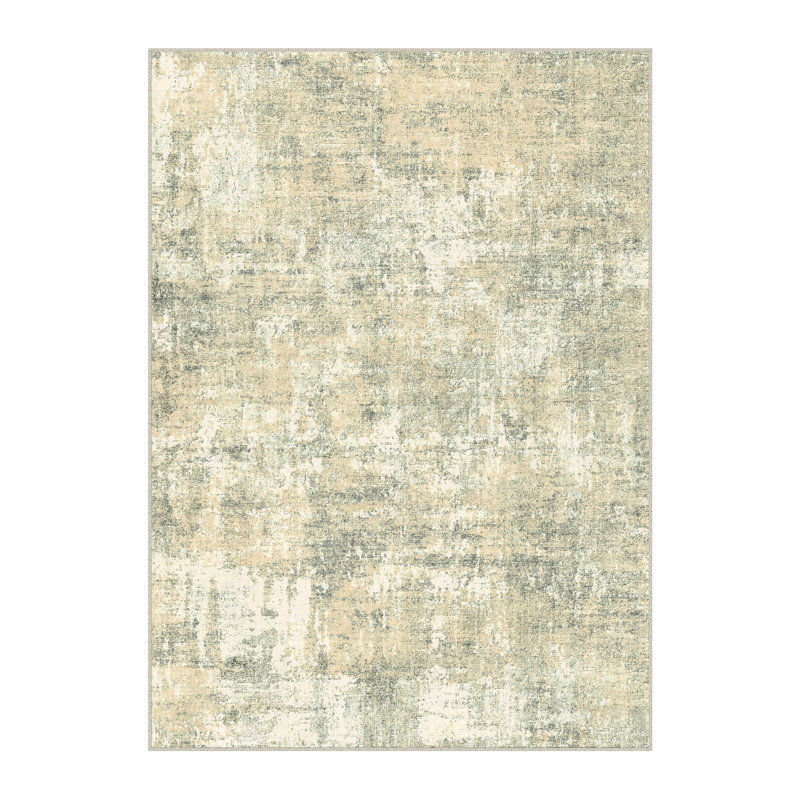 Sarah Machine Washable Abstract Area Rug with Non-Slip Backing, Rectangle 5' x 7'
