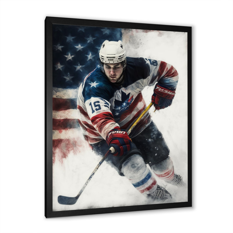 Hockey sur glace II - impression sur toile, Cadre photo noir, H 20 po x l 12 po x P 1 po