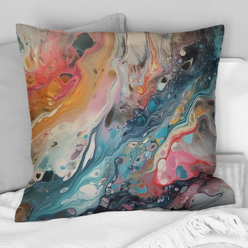 Coussin décoratif sarcelle rose marbré - fantaisie II