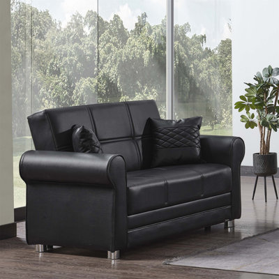 Primenest Ithara Collection Upholstered Convertible Loveseat With Storage