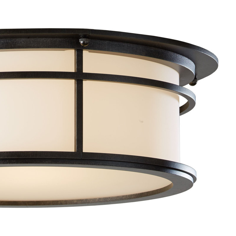 Province 2 - Bulb Outdoor Flush Mount, Black, Opal