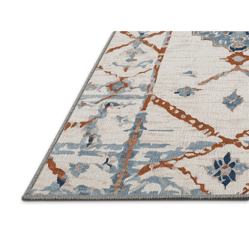 Machine Washable Gray Area Rug, Square 3'