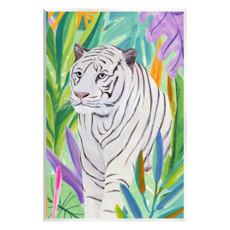 "Bold Botanical Tiger Leaves", art mural sur toile par Annie Warren, H 15 po x l 10 po x P 0,5 po, Bois