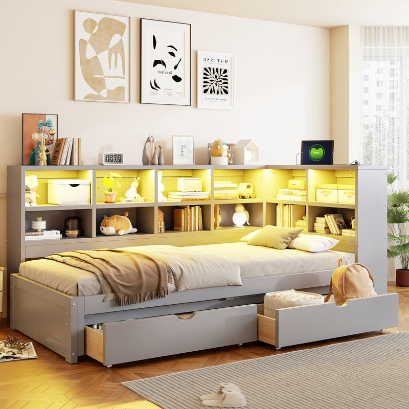Daybed With Two Storage Drawers, Gray